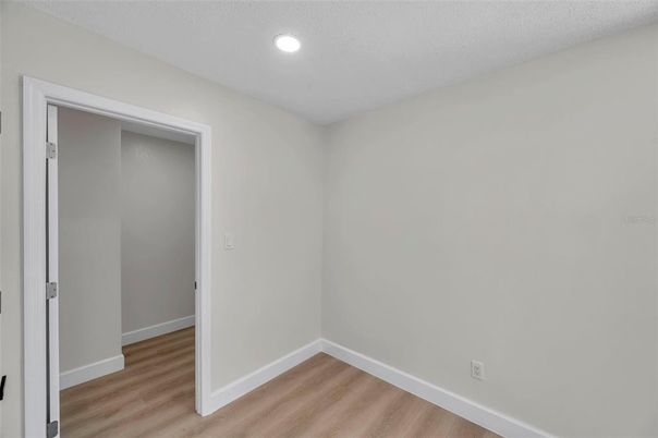 Empty room, Interior, Recessed Lighting, Wood Texture Flooring