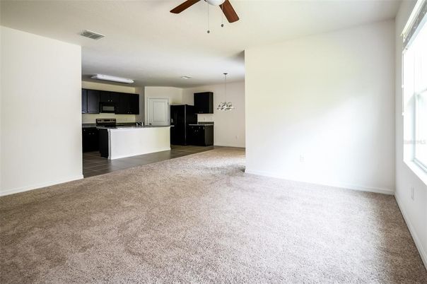 Empty room, Interior, Kitchen, Pendant Lights, Stainless Steel Appliances