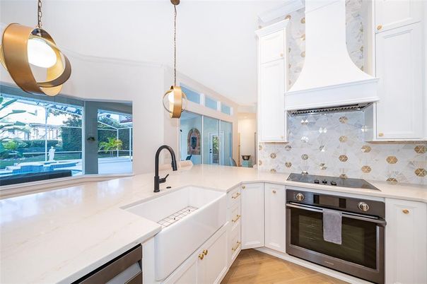 Interior, Kitchen, Pendant Lights, Stainless Steel Appliances, Wood Texture Flooring