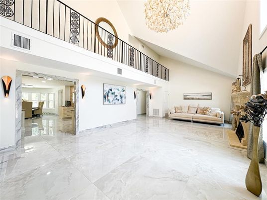 Chandelier, Interior, Marble, Recessed Lighting