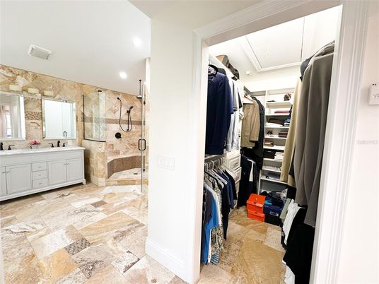 Bathroom, Glass Shower, Interior, Recessed Lighting, Walk-in Closets