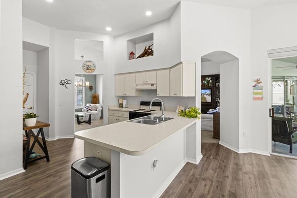 Interior, Kitchen, Recessed Lighting, Wood Texture Flooring