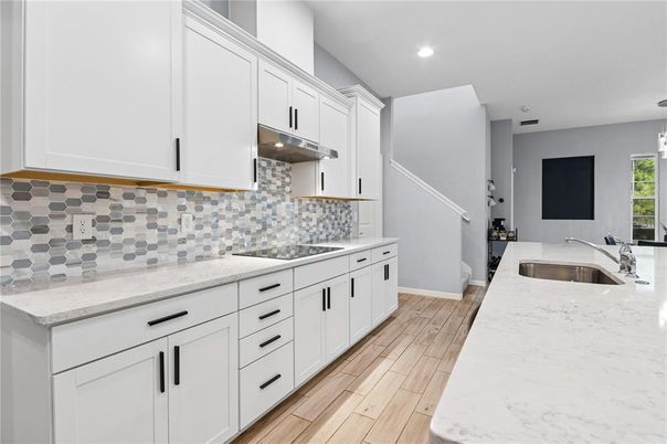 Interior, Kitchen, Pendant Lights, Recessed Lighting, Wood Texture Flooring
