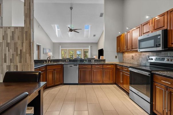 Interior, Kitchen, Recessed Lighting, Wood Texture Flooring