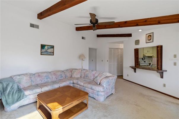Interior, Living room, Recessed Lighting, Wooden Beams