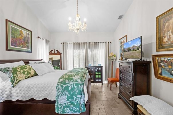 Bedroom, Chandelier, Interior