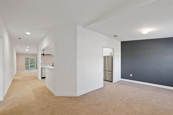 Empty room, Interior, Kitchen, Recessed Lighting
