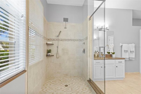 Bathroom, Glass Shower, Interior, Wood Texture Flooring