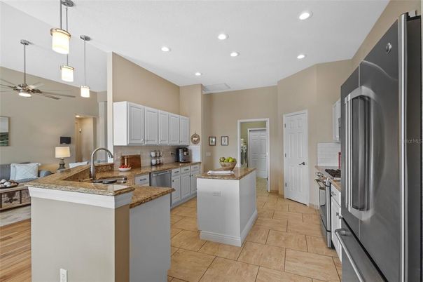 Interior, Kitchen, Pendant Lights, Recessed Lighting, Stainless Steel Appliances