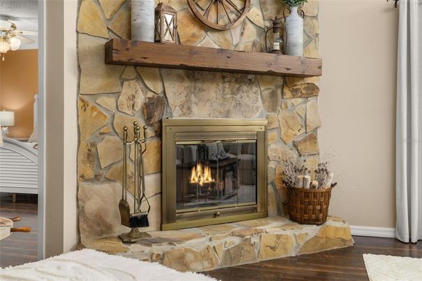 Fireplace, Interior, Wood Texture Flooring