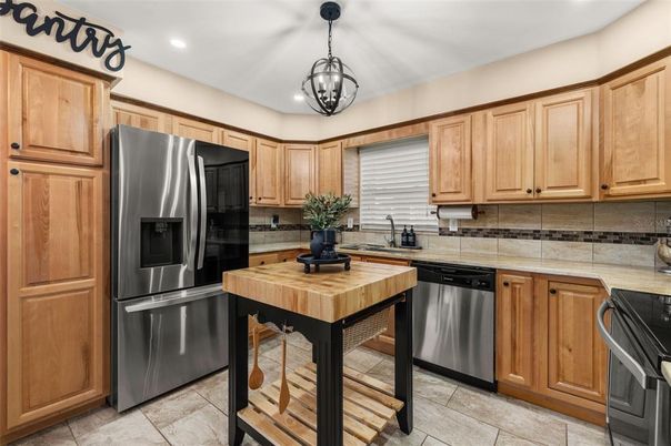 Interior, Kitchen, Pendant Lights, Recessed Lighting, Stainless Steel Appliances