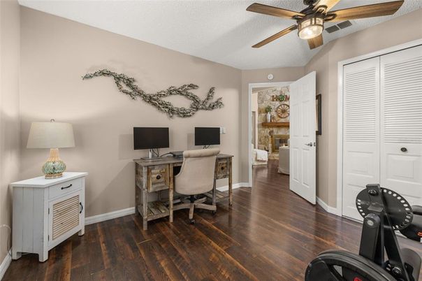Fitness Equipment, Home Office, Interior, Wood Texture Flooring