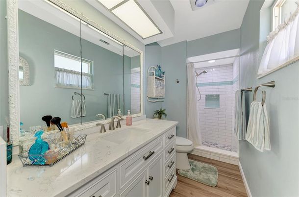 Bathroom, Dual Sink Vanities, Interior, Wood Texture Flooring