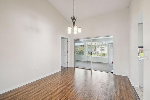 Empty room, Interior, Pendant Lights, Wood Texture Flooring