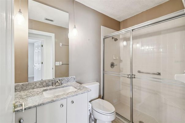 Bathroom, Glass Shower, Interior, Pendant Lights