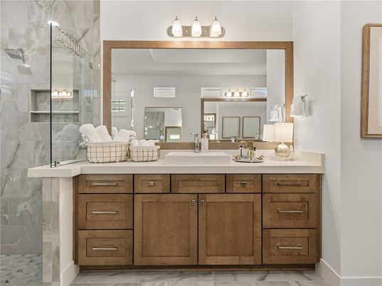 Bathroom, Dual Sink Vanities, Glass Shower, Interior