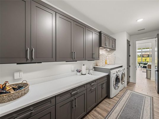 Interior, Recessed Lighting, Washer, Wood Texture Flooring