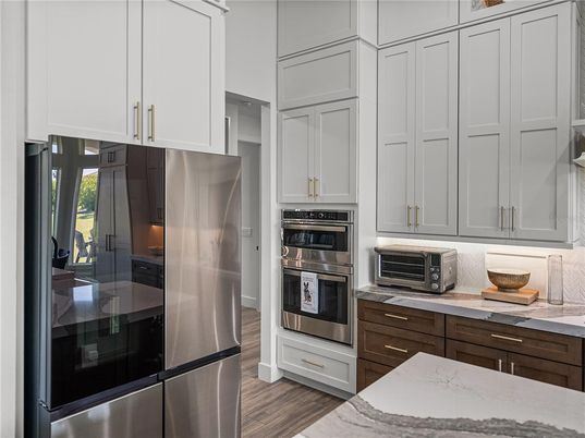 Interior, Kitchen, Stainless Steel Appliances, Wood Texture Flooring