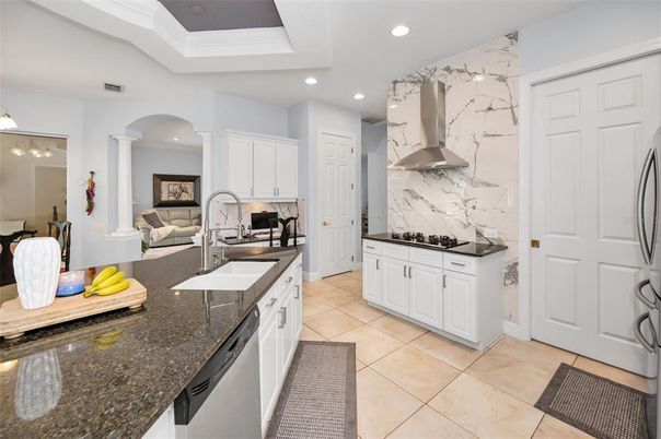Interior, Kitchen, Marble Walls, Recessed Lighting