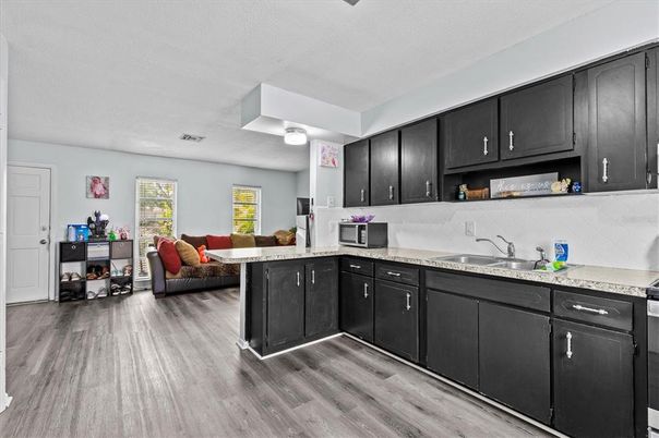 Interior, Kitchen, Living room, Wood Texture Flooring