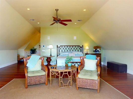 Bedroom, Interior, Living room, Recessed Lighting, Wood Texture Flooring