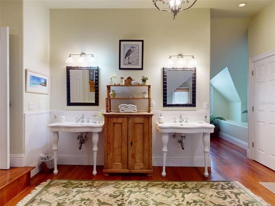 Bathroom, Dual Sink Vanities, Interior, Wood Texture Flooring