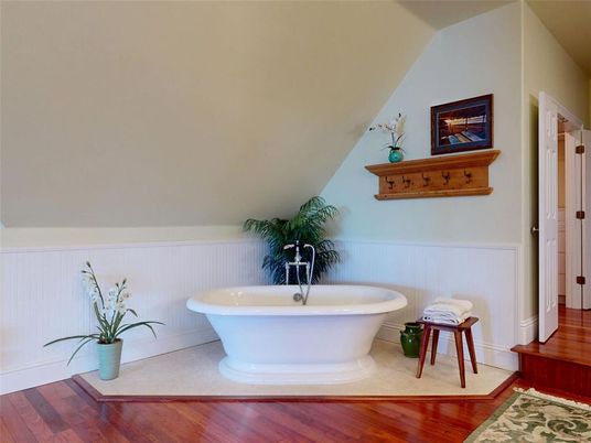 Bathroom, Free Standing Baths, Interior, Wood Texture Flooring