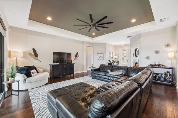 Interior, Living room, Recessed Lighting, Wood Texture Flooring