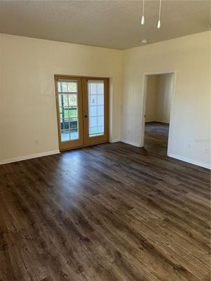Empty room, Interior, Pendant Lights, Wood Texture Flooring