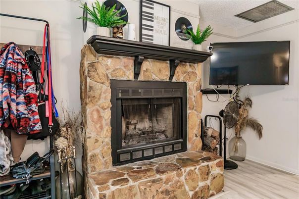 Fireplace, Interior, Wood Texture Flooring