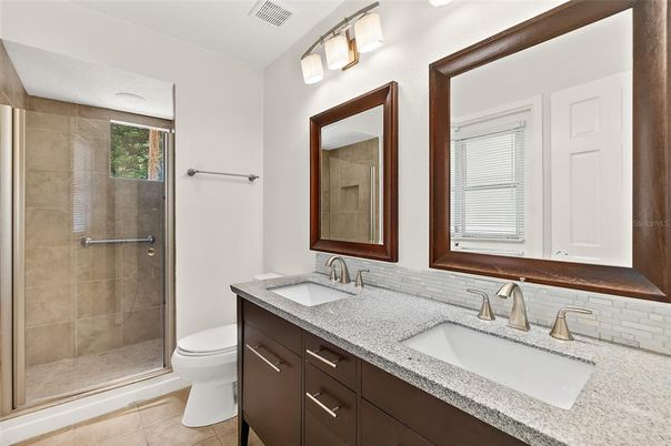 Bathroom, Dual Sink Vanities, Glass Shower, Interior