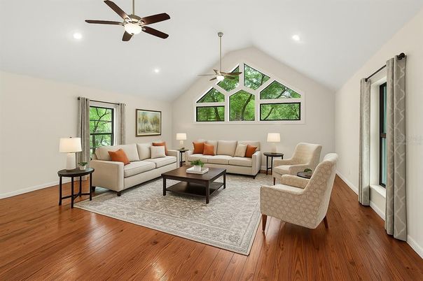 Interior, Living room, Recessed Lighting, Wood Texture Flooring