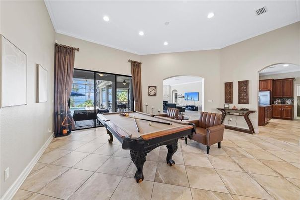 Billiard Table, Game Room, Interior, Recessed Lighting