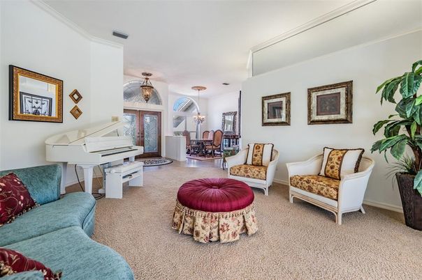 Dining room, Interior, Living room, Pendant Lights, Piano