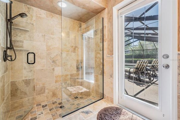 Bathroom, Glass Shower, Interior, Stone Walls