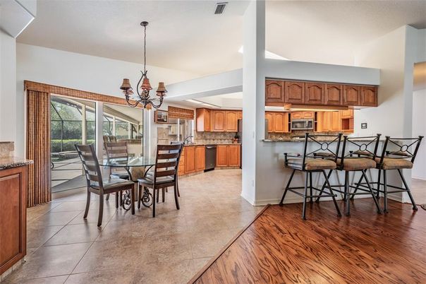 Chandelier, Dining room, Interior, Kitchen, Wood Texture Flooring
