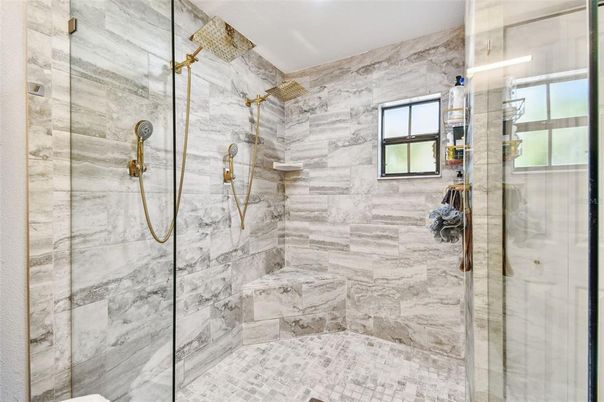 Bathroom, Glass Shower, Interior, Marble Walls