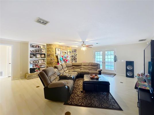 Interior, Living room, Stone Walls, Wood Texture Flooring