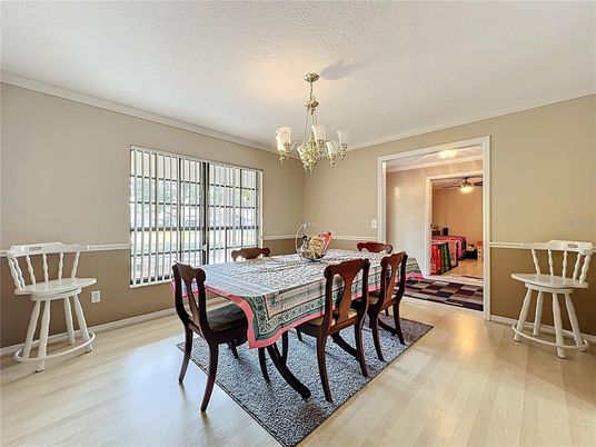Chandelier, Dining room, Interior, Wood Texture Flooring
