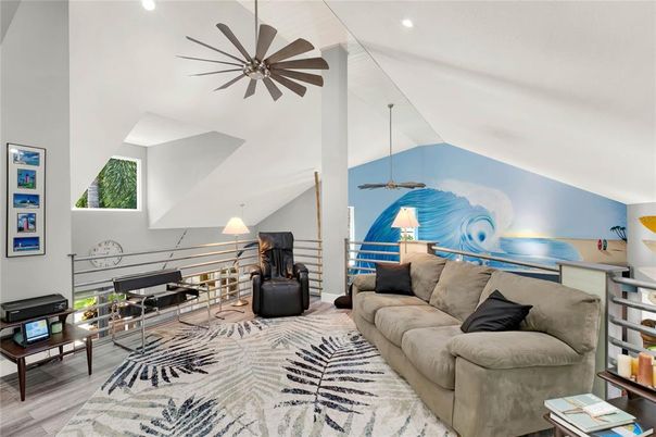 Fireplace, Interior, Living room, Pendant Lights, Piano, Recessed Lighting, Wood Texture Flooring