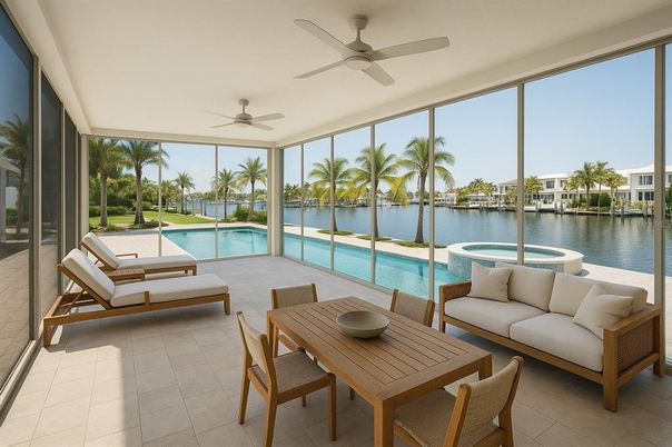 Dining room, Interior, Living room, Pool, Sun Room, Water
