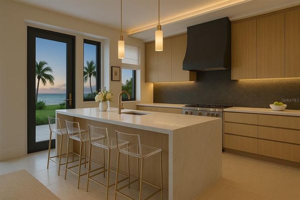 Interior, Kitchen, Pendant Lights, Water