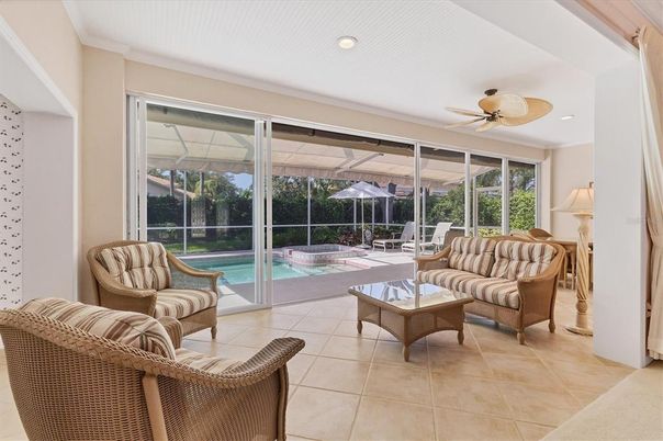 Interior, Living room, Pool, Recessed Lighting, Sun Room