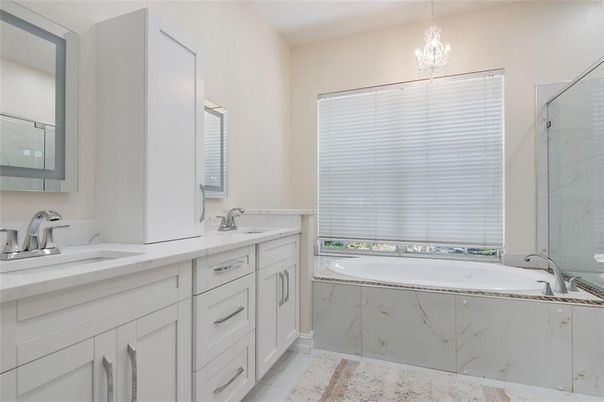 Bathroom, Dual Sink Vanities, Glass Shower, Interior