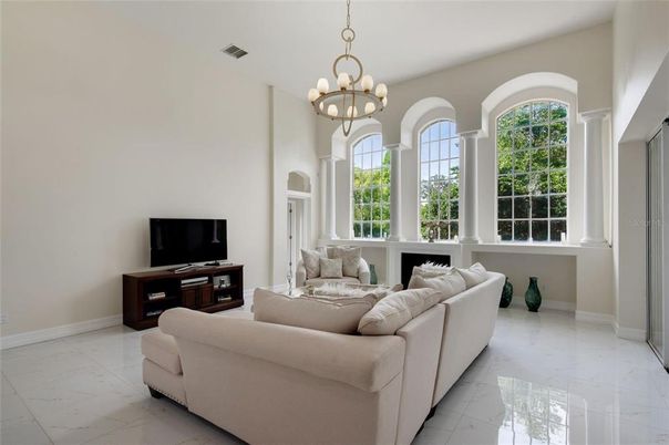 Chandelier, Interior, Living room, Marble