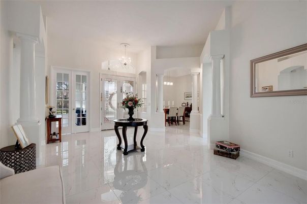 Chandelier, Dining room, Interior, Marble