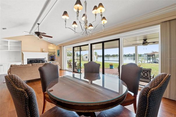 Chandelier, Dining room, Fireplace, Interior, Living room, Wood Texture Flooring