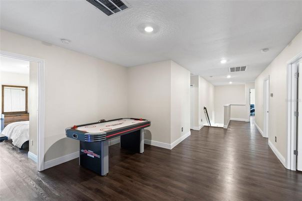 Game Room, Interior, Recessed Lighting, Wood Texture Flooring