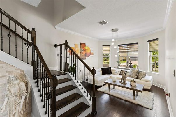 Interior, Living room, Pendant Lights, Wood Texture Flooring