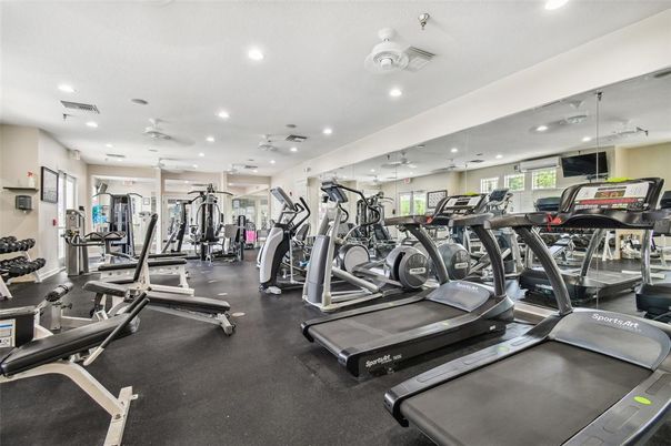 Fitness Equipment, Gym, Interior, Recessed Lighting